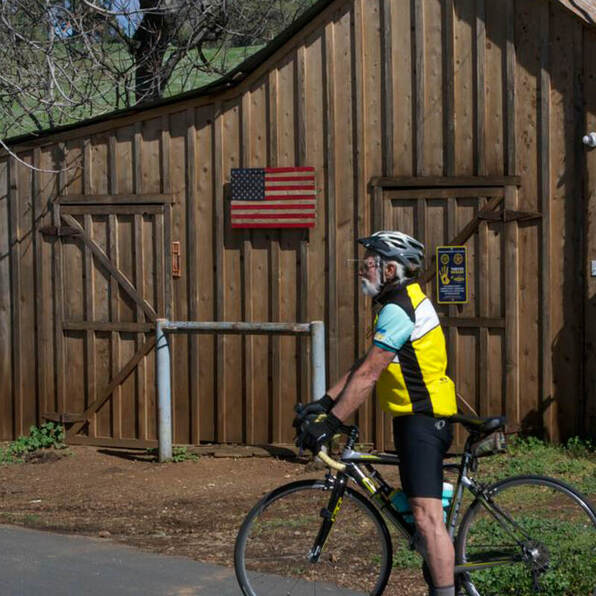 This cyclist is prepared for bicycle event in Murphys California