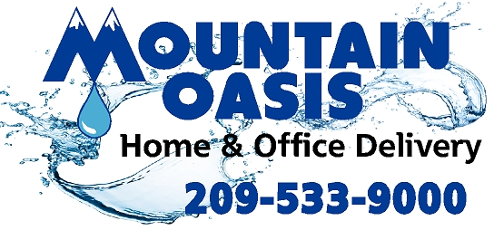Logo for Mountain Oasis Water shows a ribbon of water 